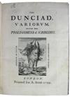 POPE, ALEXANDER.  The Dunciad, Variorum. With the Prolegomena of Scriblerus.  1729